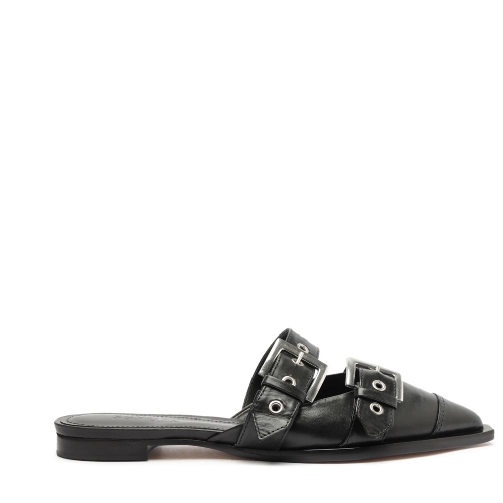 SCHUTZ Black Penny Leather Flat